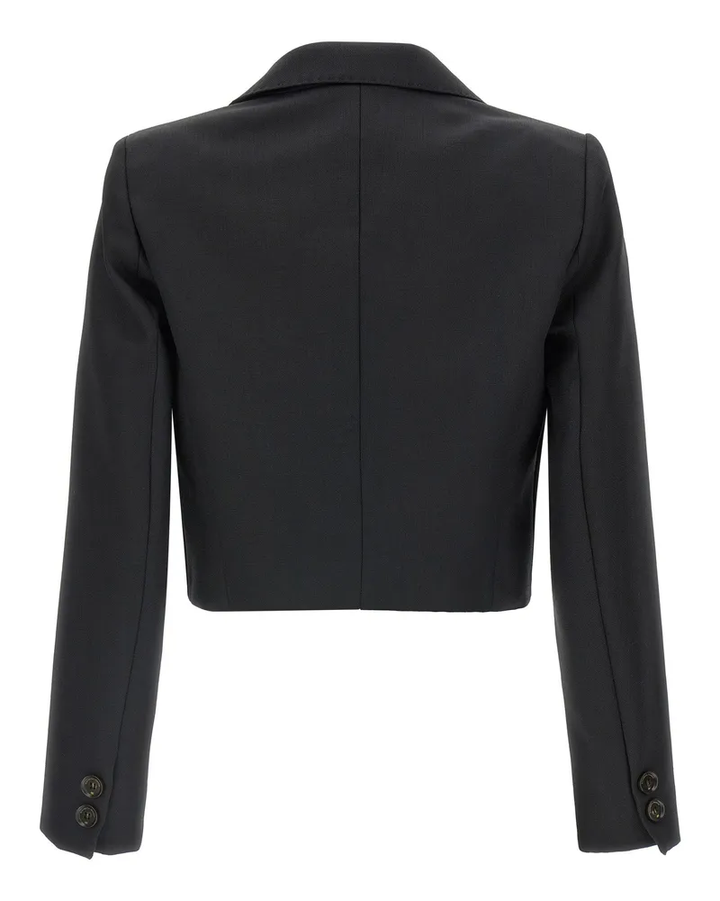 Elisabetta Franchi Cropped Virgin Wool Blazer — Black Black