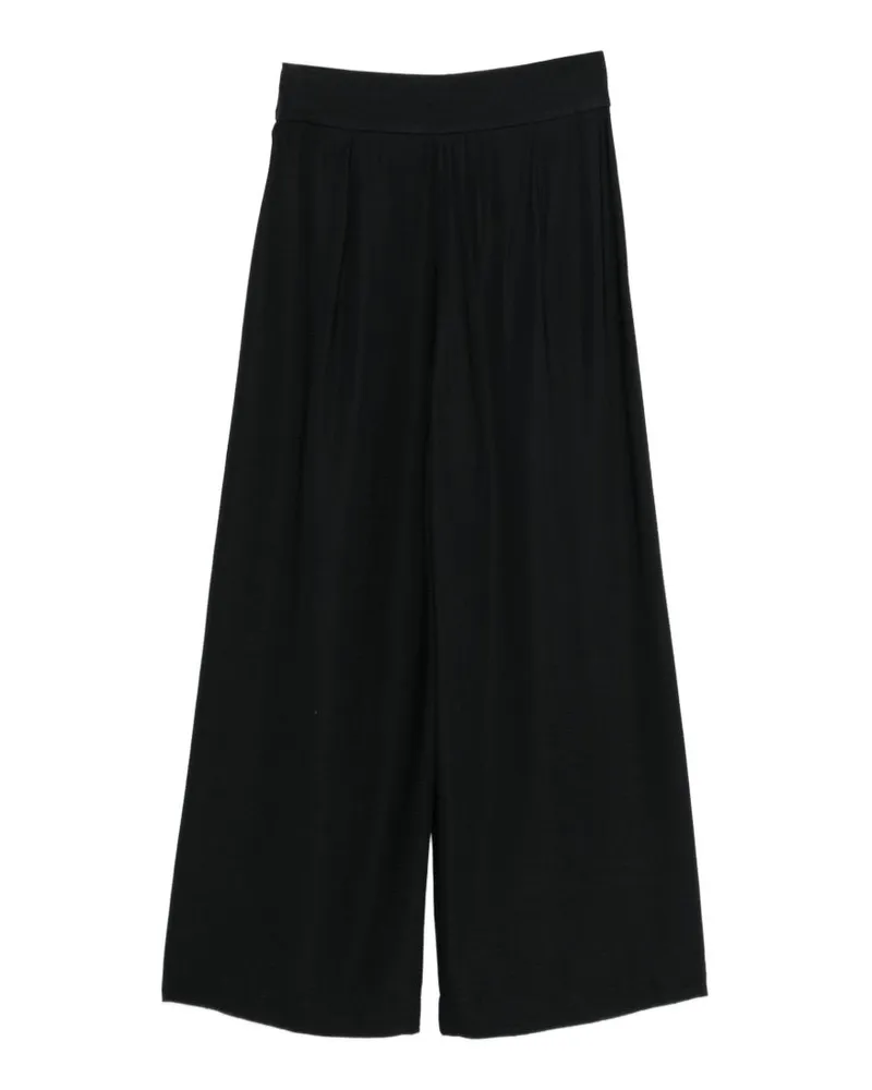 Emporio Armani Wide-Leg Pleated Trousers — Black Black