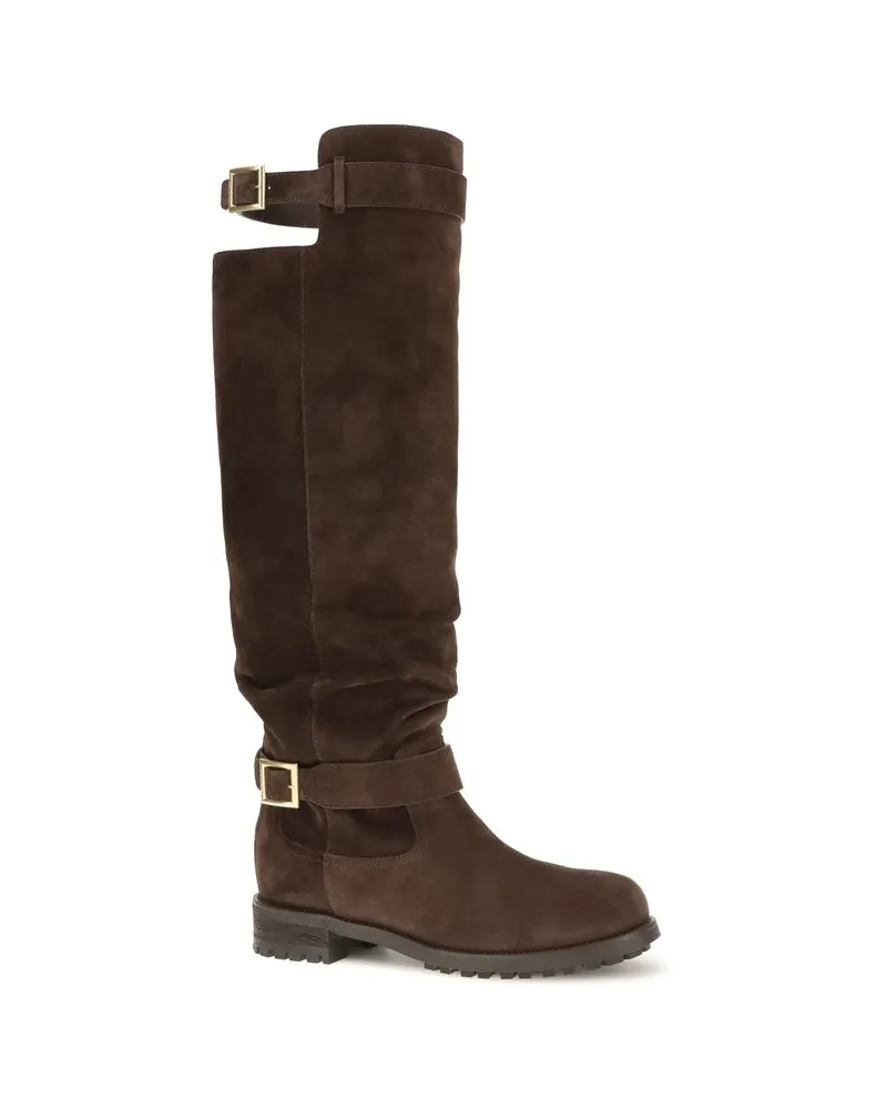 Jimmy Choo Women's Brown Calf Leather Bos Taurus Over The Knee Shoe Brown