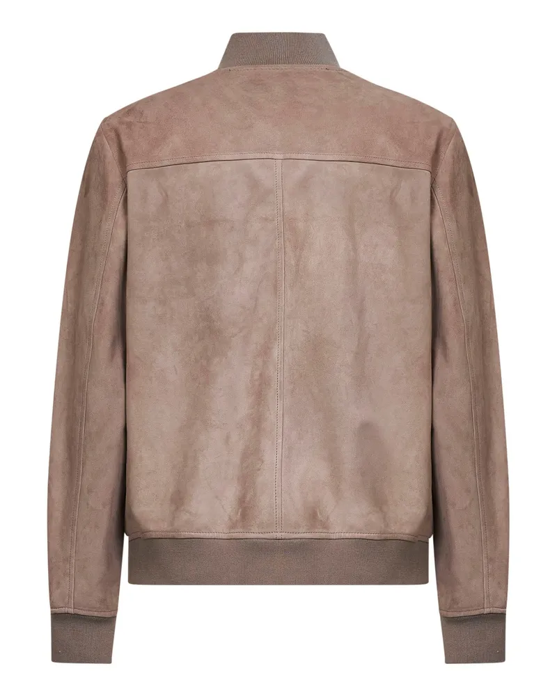 Salvatore Santoro Men's Bomber Jacket Sand Suede Mud Ovine Leather Beige