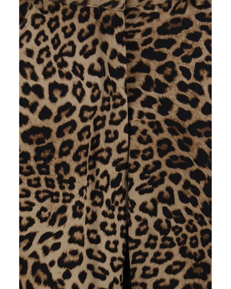 Ella Leopard-Print Barrel Trousers — Multicolor 