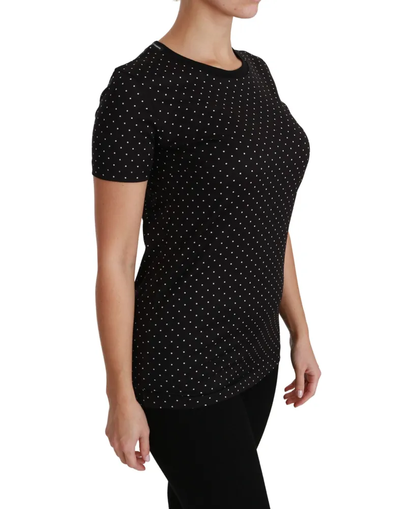 Dolce & Gabbana Dotted Cotton T-Shirt — Black Black