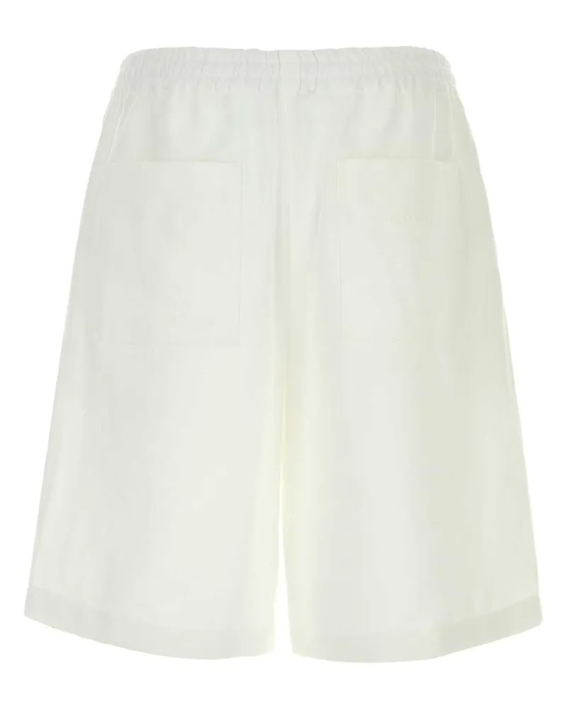 Gucci Men's White Linen Bermuda Shorts Naturalwhite Exterior White