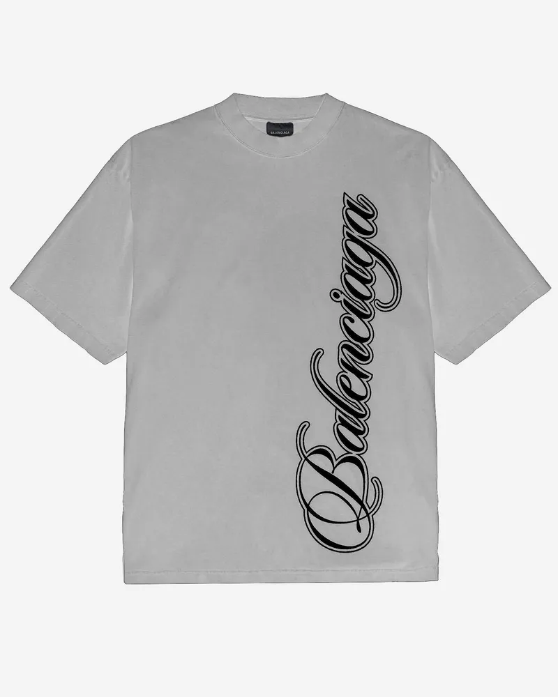 Balenciaga Logo-Print Cotton T-Shirt — Gray Gray