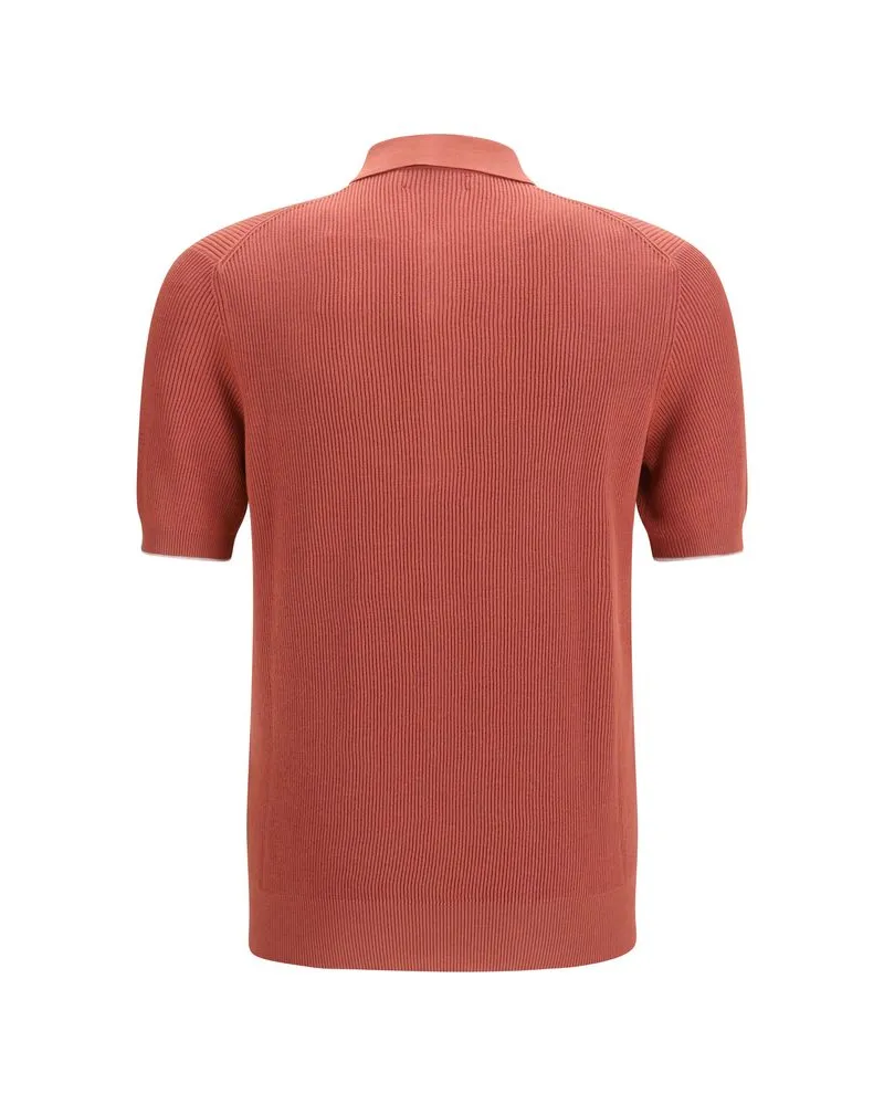 Brunello Cucinelli Men's Multicolor Cotton Polo Shirt Red