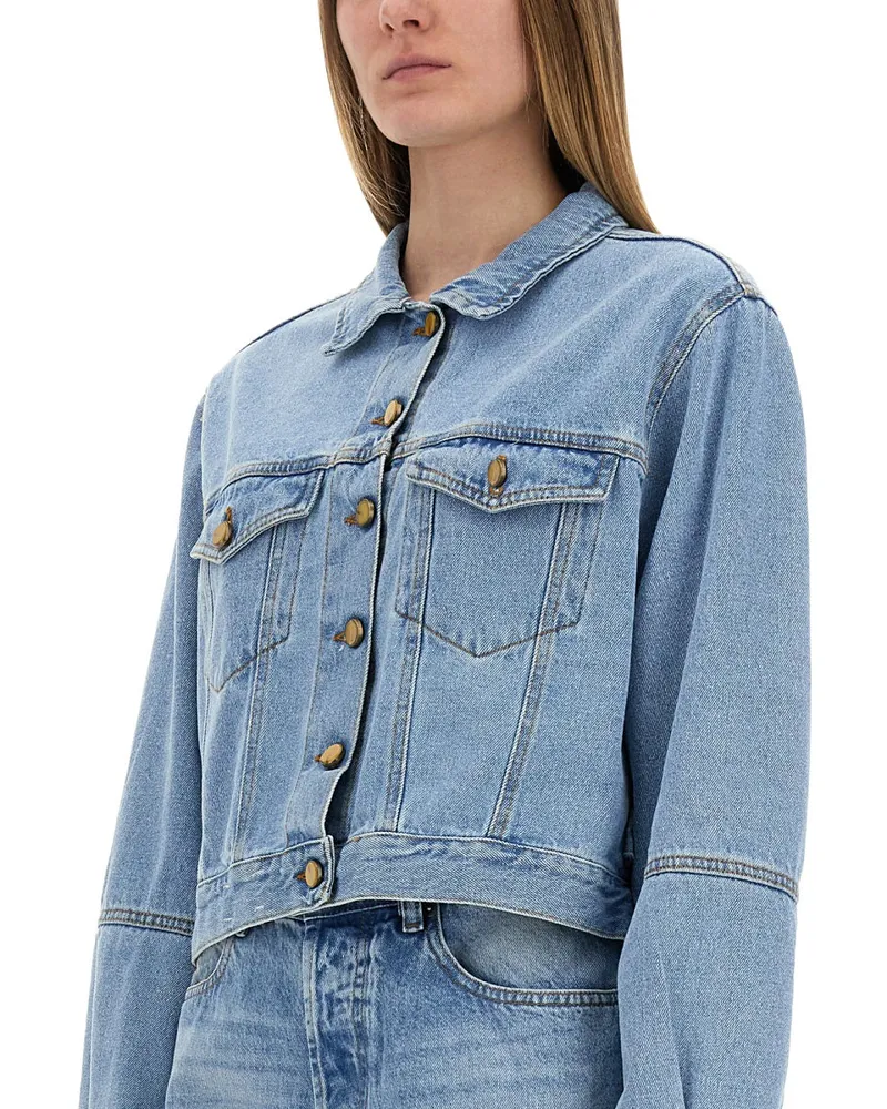 ALYSI Cotton Denim Jacket — Blue Blue