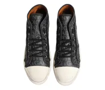 Women's Black White Canvas Logo Mid Top Sneakers Shoes And Gray