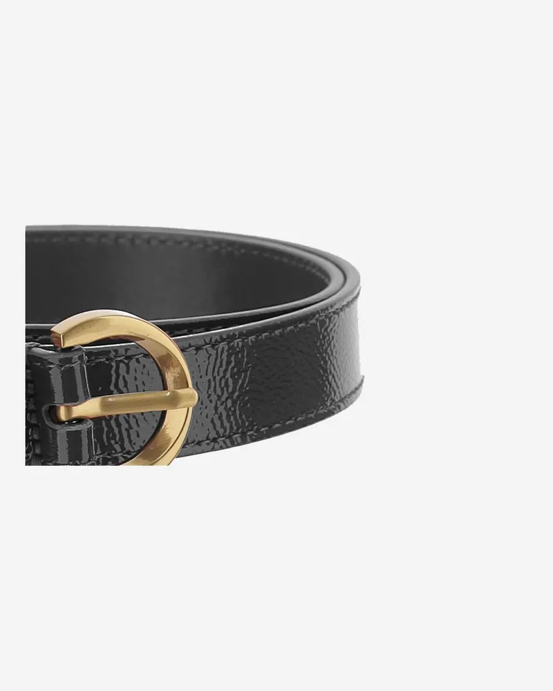 Pinko Women's Leather Belt With Logo Black Black