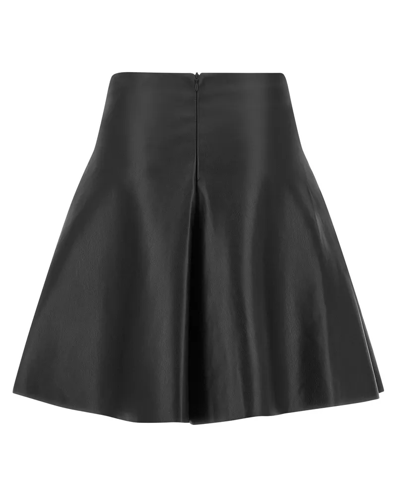 NUDE Leather-Effect Trapezoid Flare Skirt — Black Black