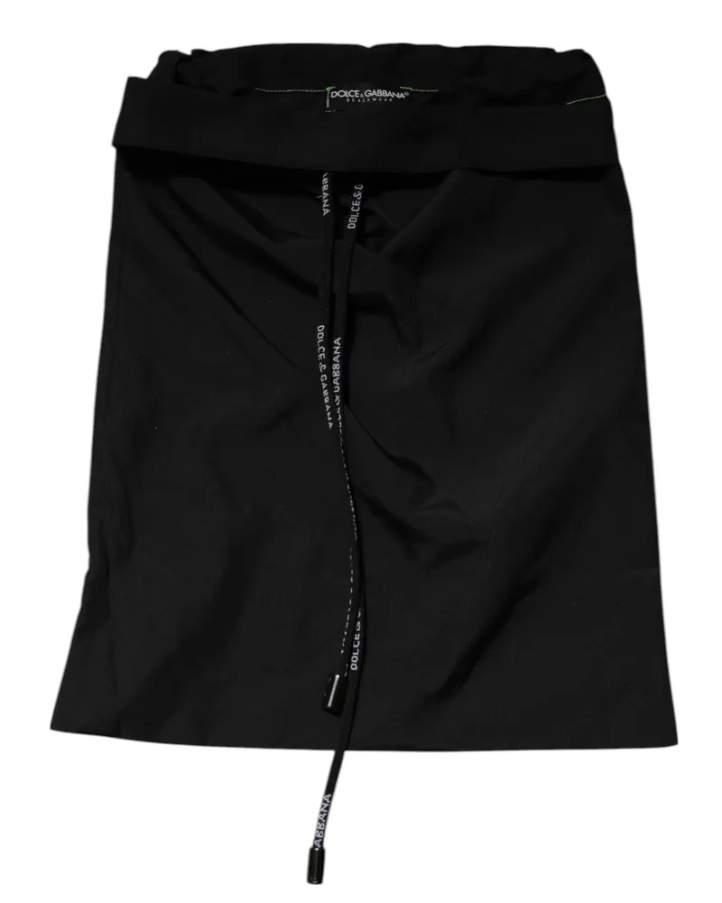 Dolce & Gabbana Men Black Green Logo Waistband Beachwear Short Swimwear And Nylon Black