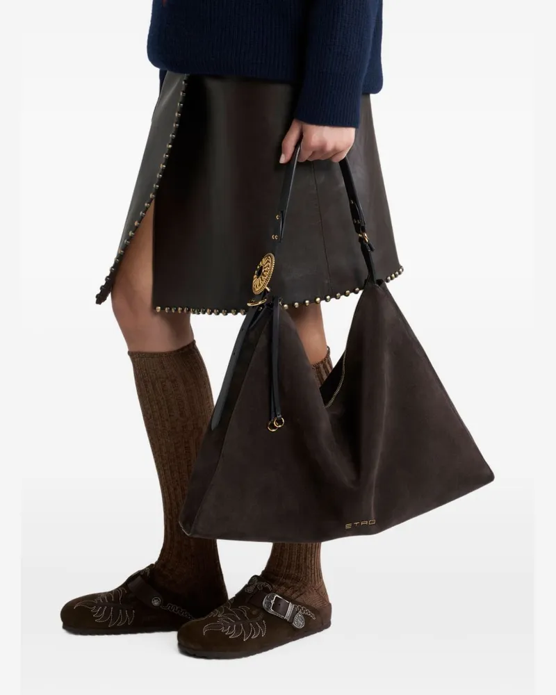 Etro Suede Leather Hobo Bag — Brown Brown