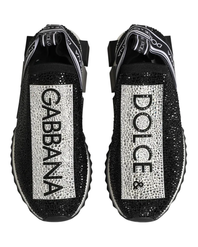 Dolce & Gabbana Women's Black Silver Slip On Sorrento Sneakers Shoes | 10+pa+pl+vi Black