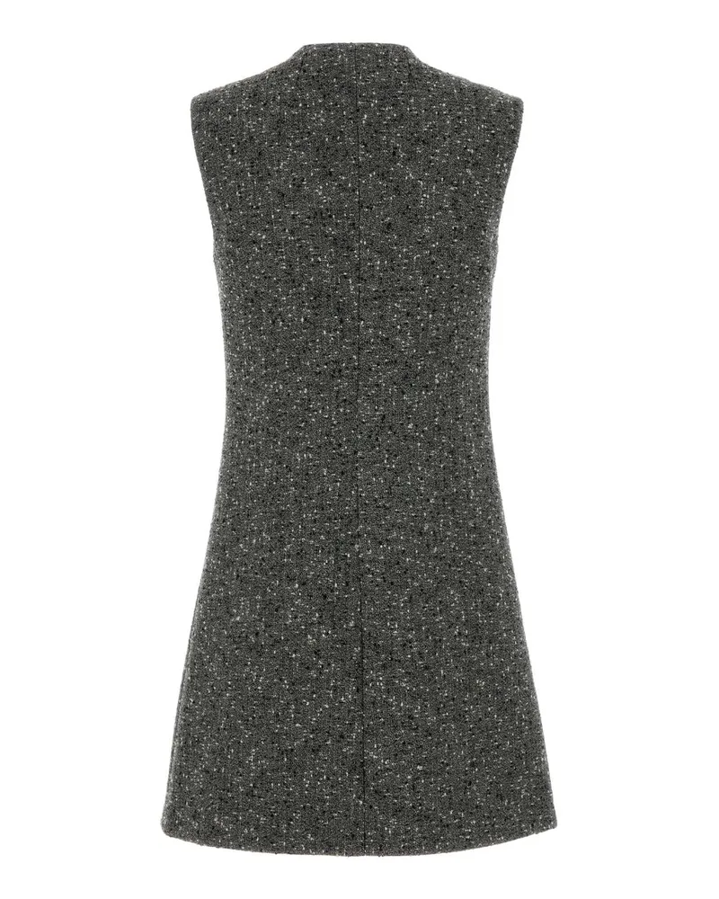 Gucci Women's Melange Grey Wool Blend Mini Dress Blackandwhite Abiti Gray
