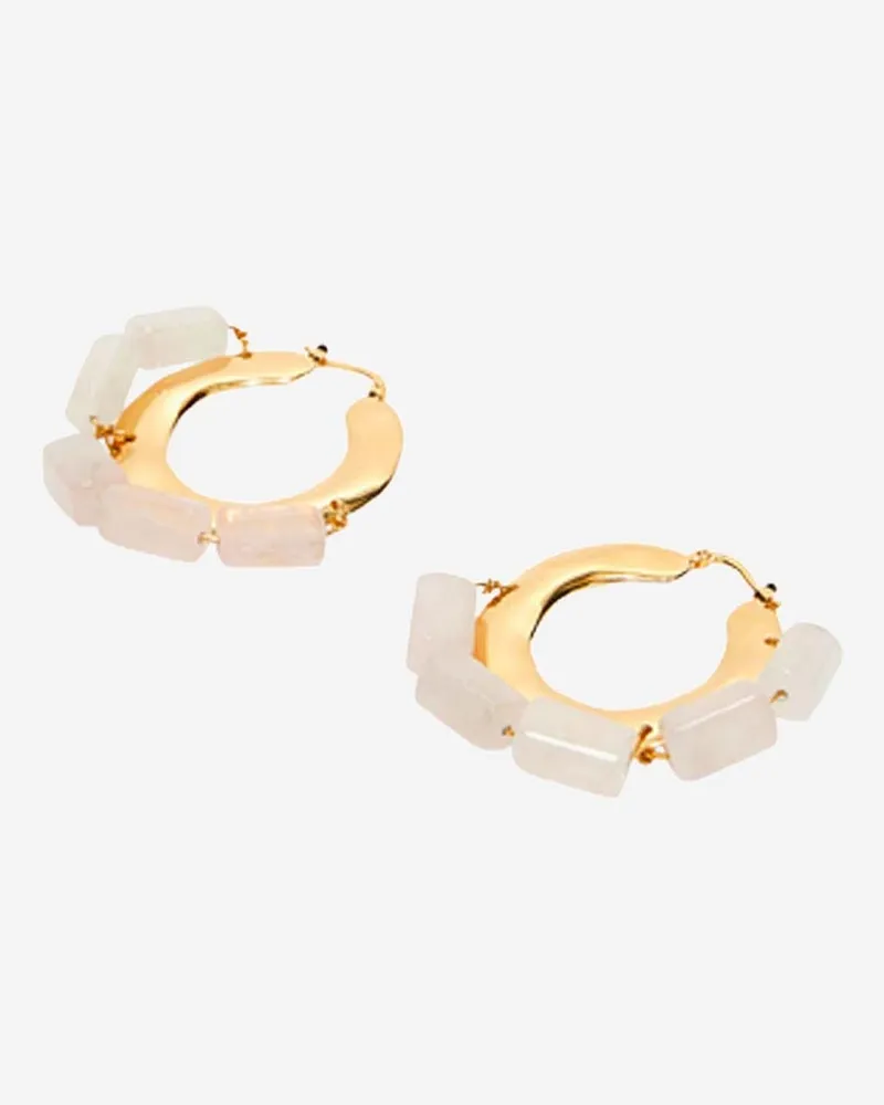 Jil Sander Women's Brass Earrings With Natural Stones Pink Gold