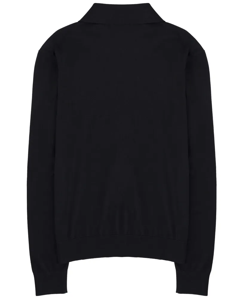 Saint Laurent Cotton-Silk Blend Polo Shirt — Blue Blue