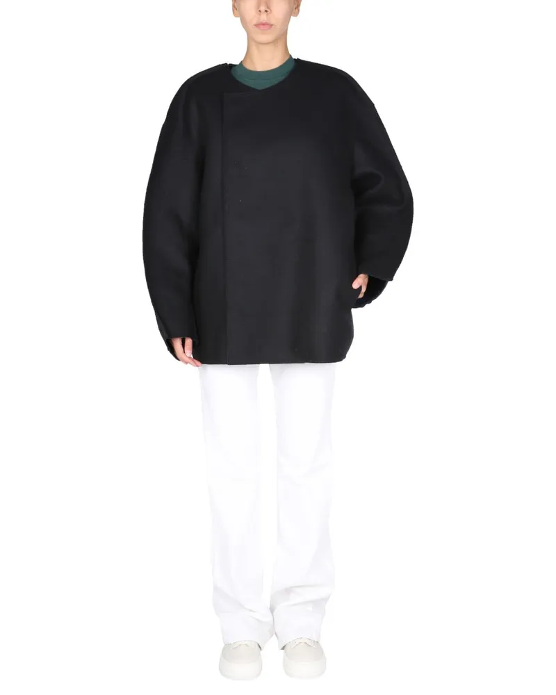 SUNNEI Asymmetric Loose-Fit Coat — Blue Blue