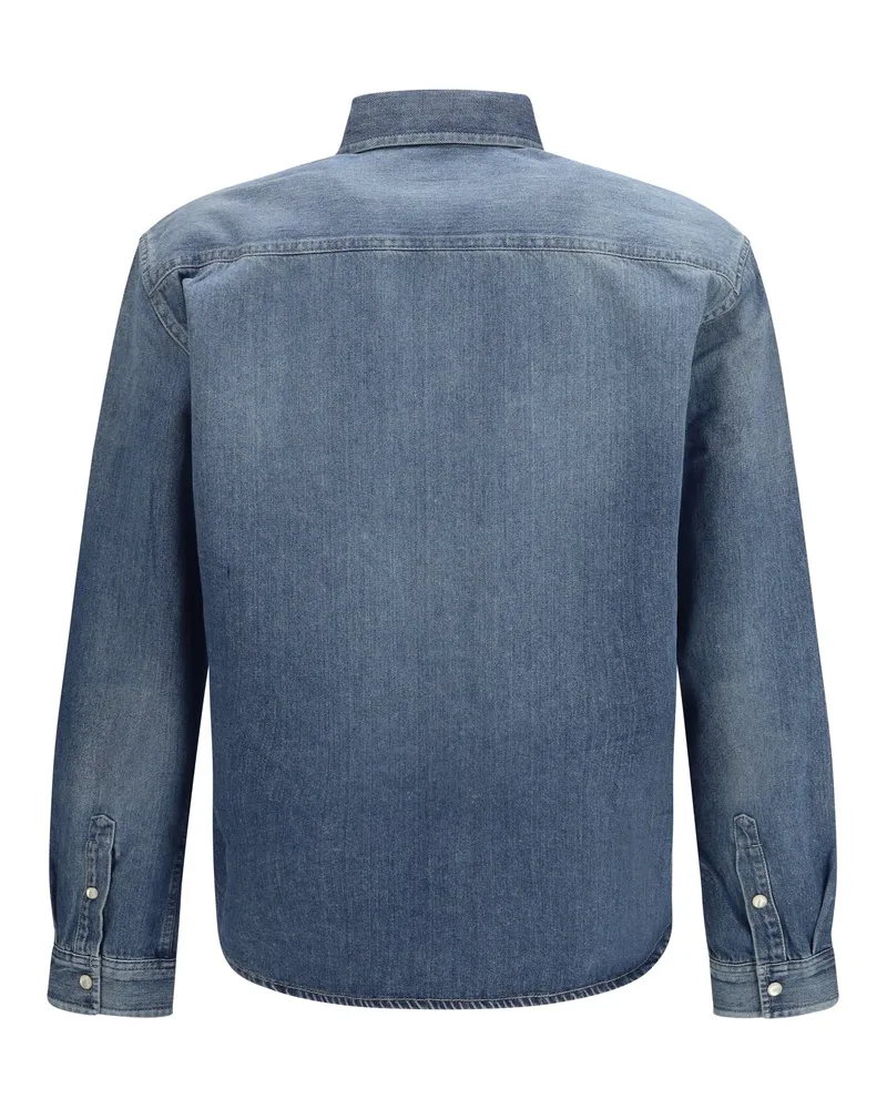 Saint Laurent Men's Denim Shirt Petroleum Blue Cotton Blue