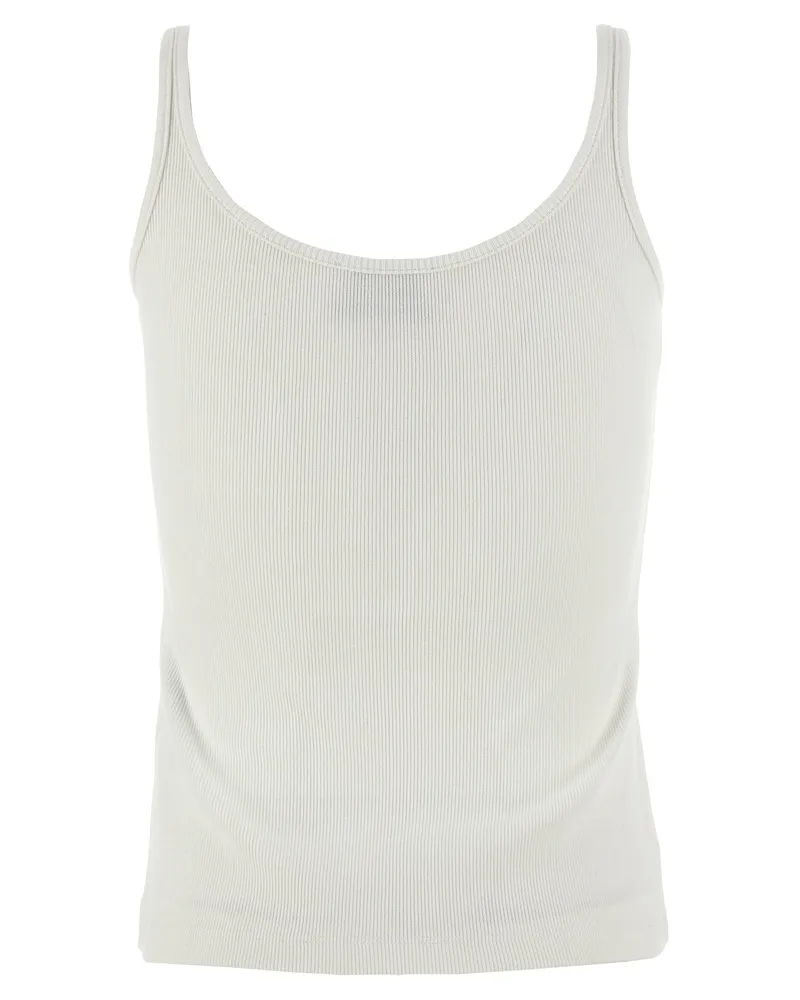 OFF-WHITE Logo-Embroidered Ribbed Stretch Cotton Tank Top — White White