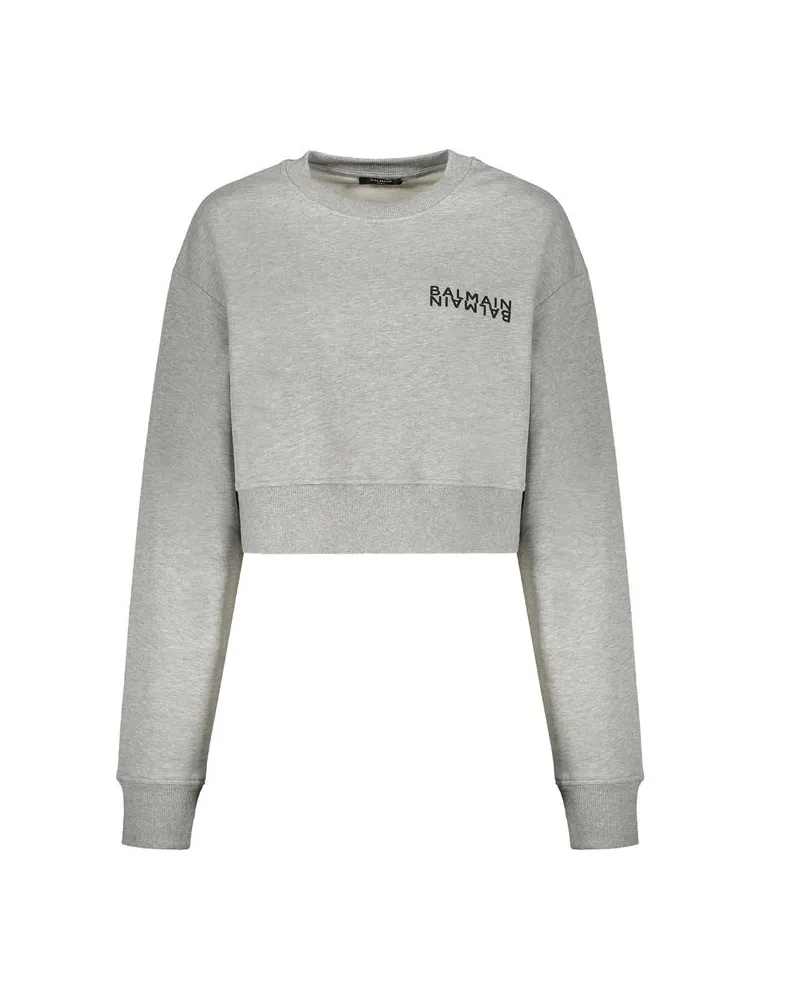 Balmain Logo-Print Cotton Sweatshirt — Gray Gray