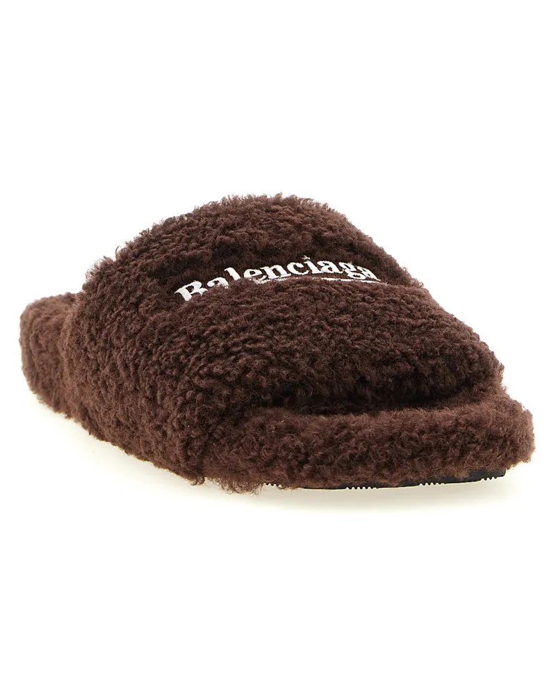 Balenciaga Women's Brown Polyester Slides Shoe Brown