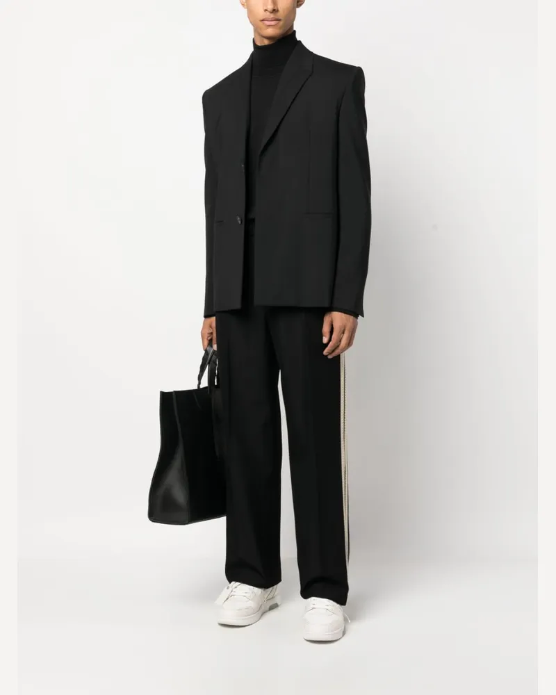 Palm Angels Striped Cotton Trousers — Black Black