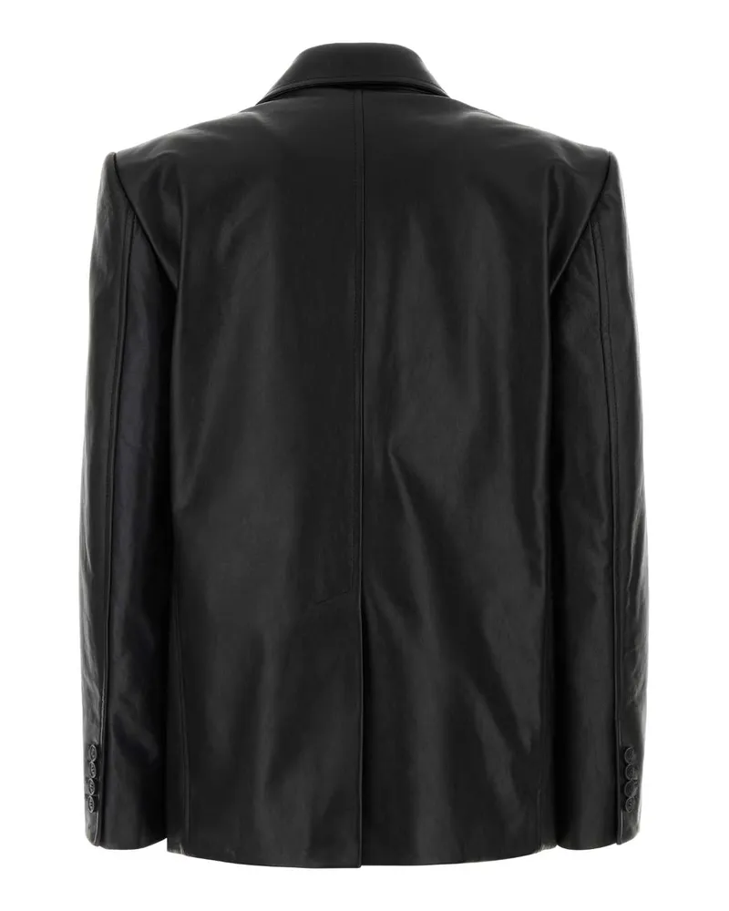 Balenciaga Women Black Leather Jacket L Cowhide Giacche E Gilet Black