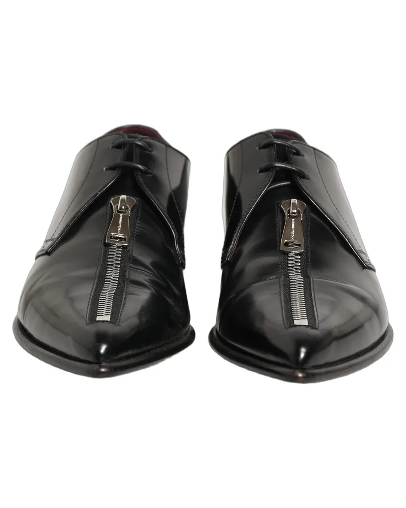 Dolce & Gabbana Black Leather Men Derby Dress Formal Shoes Calf Black