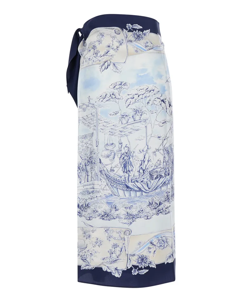 Ferragamo Women's Skirt Blue Silk Wraparound Blue