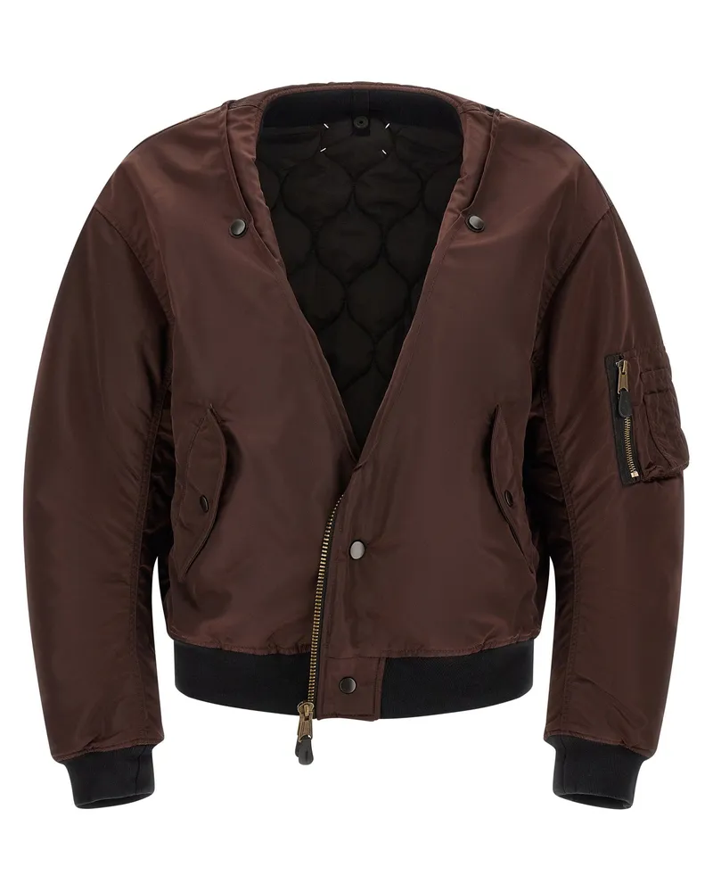 Maison Margiela Reversible Technical Bomber Jacket — Brown Brown