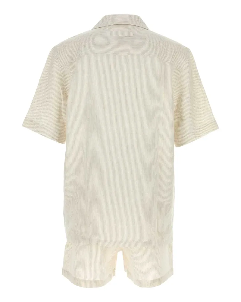 Ermenegildo Zegna Men's Ribbed Linen Shirt Beige Sweater Beige