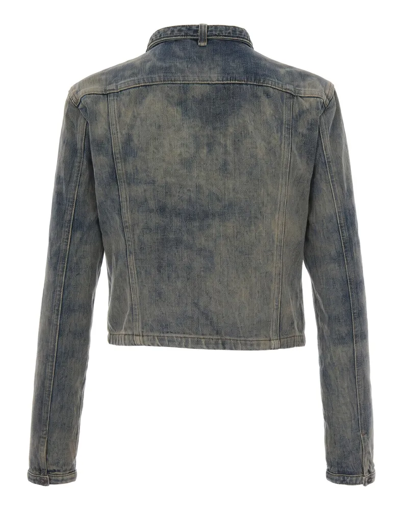 Diesel Vintage-Washed Denim Biker Jacket — Blue Blue