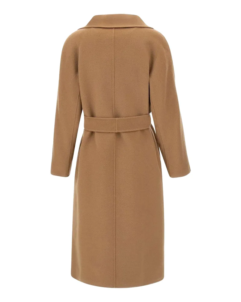 Max Mara Women's Long Wrap Coat Cles Camel Virgin Wool Camel