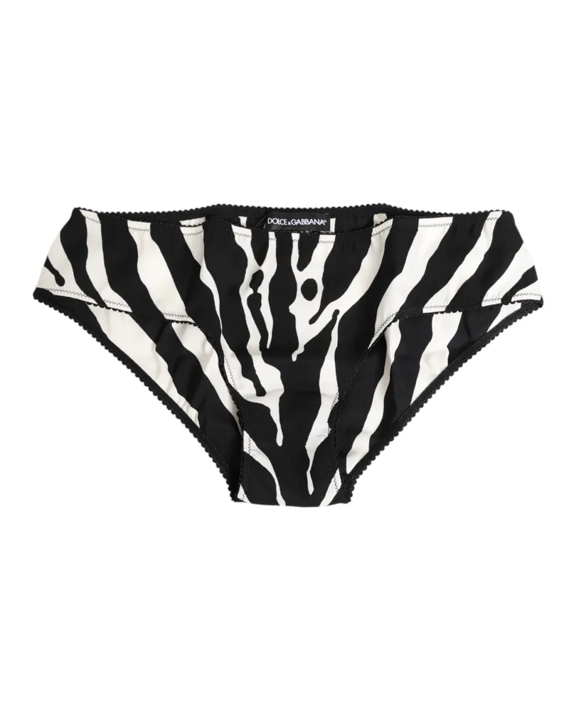 Dolce & Gabbana Women Zebra-Print Silk Slip Briefs Black Elastane Bodysuits Black