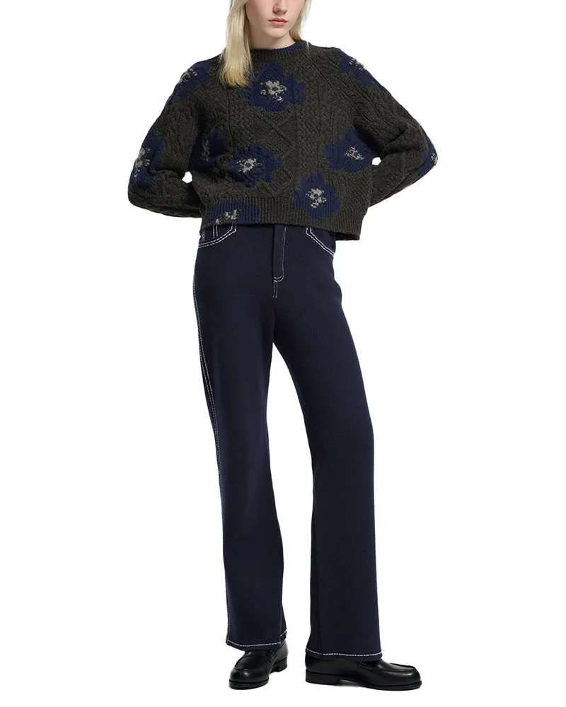 Barrie Floral Intarsia Cashmere Sweater — Gray Gray