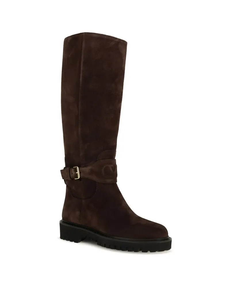 Valentino Garavani Women's Brown Suede Leather Boots Brown