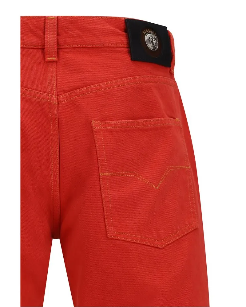 Versace Cotton Straight-Leg Jeans — Red Red