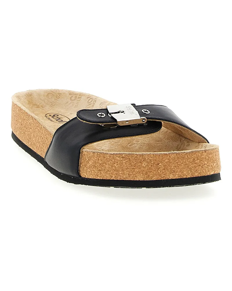 Balenciaga Cork-Sole Leather Slide Sandal — Black Black