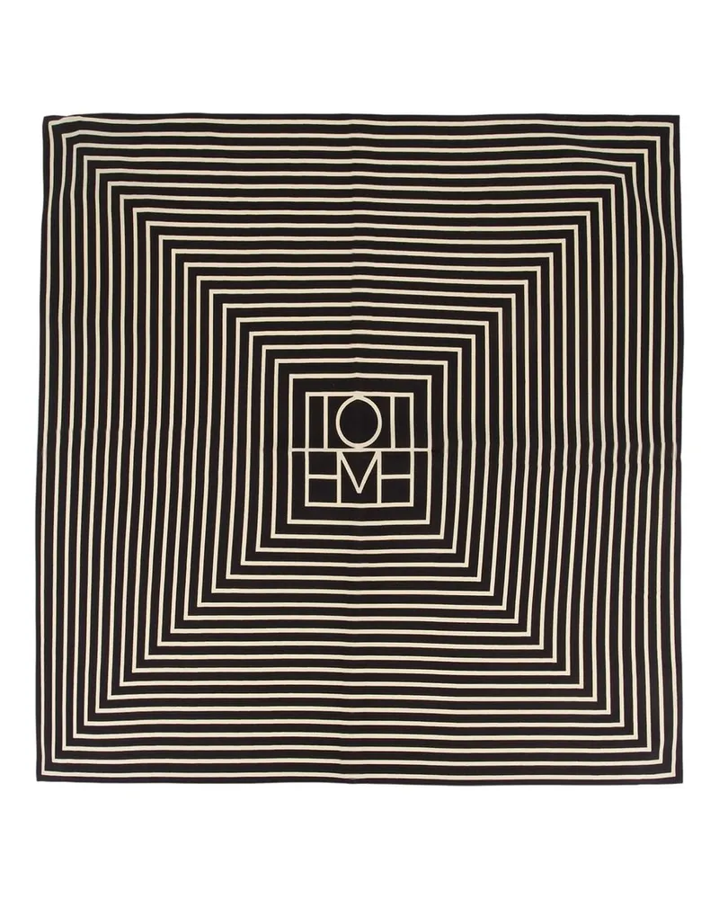 Totême Striped Silk Scarf — Black Black