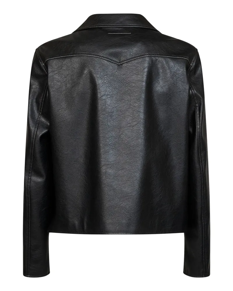 Maison Margiela Men's Bomber Jacket Faux Leather Black Polyester Black