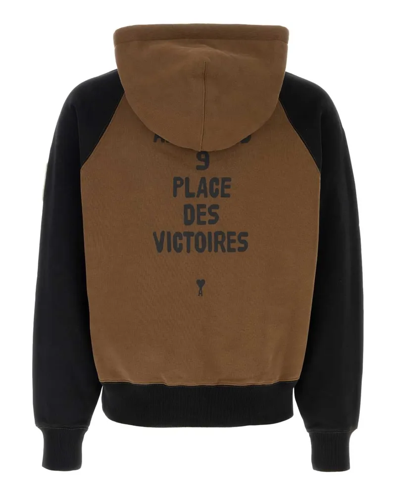 AMI Paris Men Brown Cotton Sweatshirt Hazelnutblack Exterior: Felpe Brown