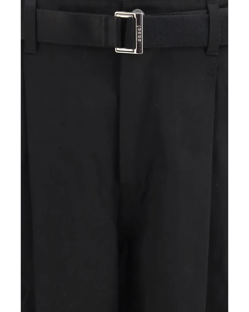 Sacai Men's Cotton Chino Pants Black Trousers Black
