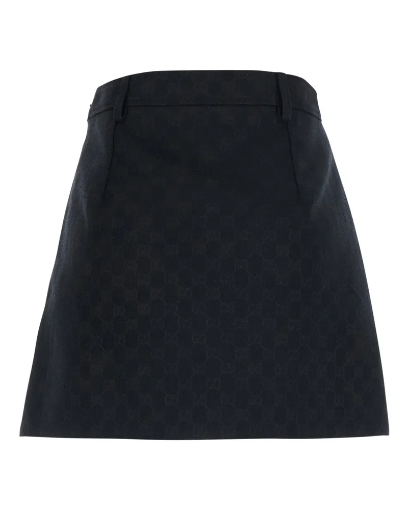 Gucci Women's Miniskirt Black Gg Cotton Blend Skirt Black