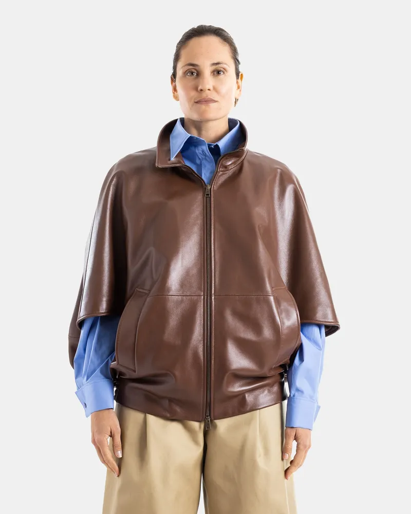 Balenciaga Women's Cocoon Jacket Brown Leather Brown