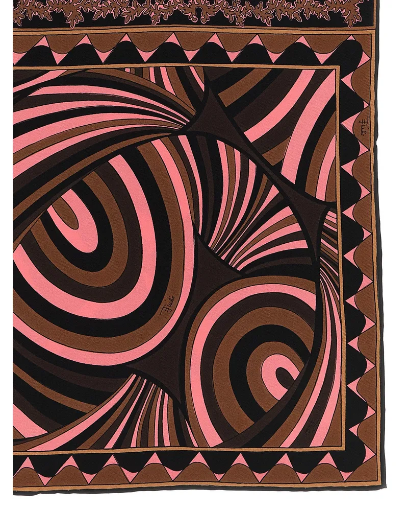 Emilio Pucci Abstract Silk Carré Scarf — Multicolor Multicolor