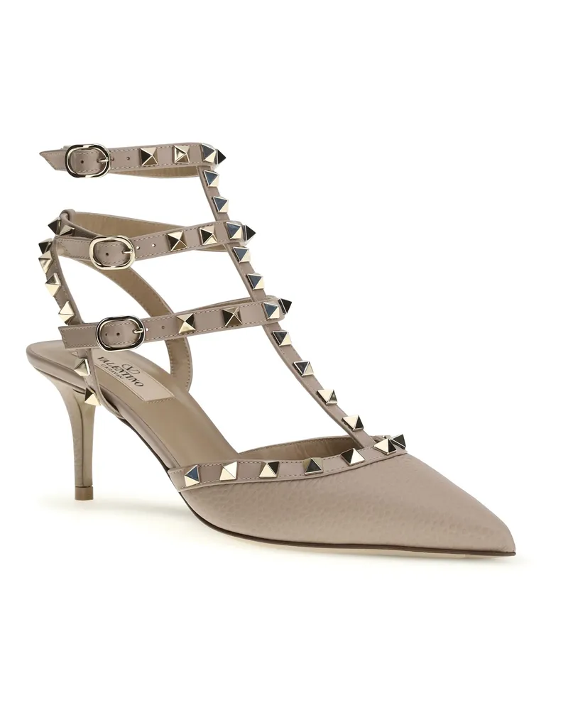Valentino Garavani Women's Rockstud Pumps Poudre High Heel Shoes Beige