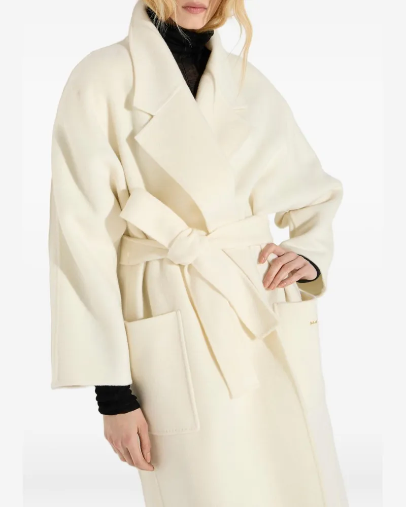 Elisabetta Franchi Wool Double-Cloth Coat — Cream Cream
