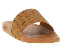 All-Over Monogram Slides — Tan