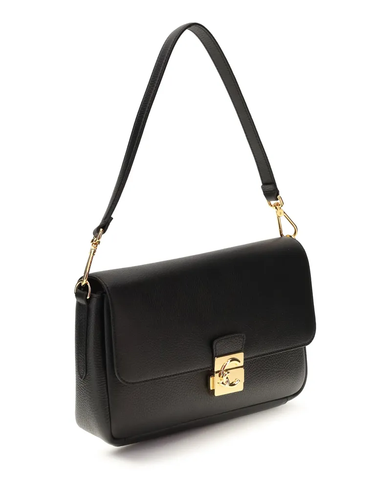 Coccinelle Women's C-Me Lock Medium Shoulder Bag Noir Calf Leather Bos Taurus Black