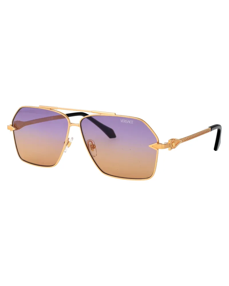 Versace 0VE2284 Gradient-Tinted Metal Aviator Sunglasses — Gold Gold