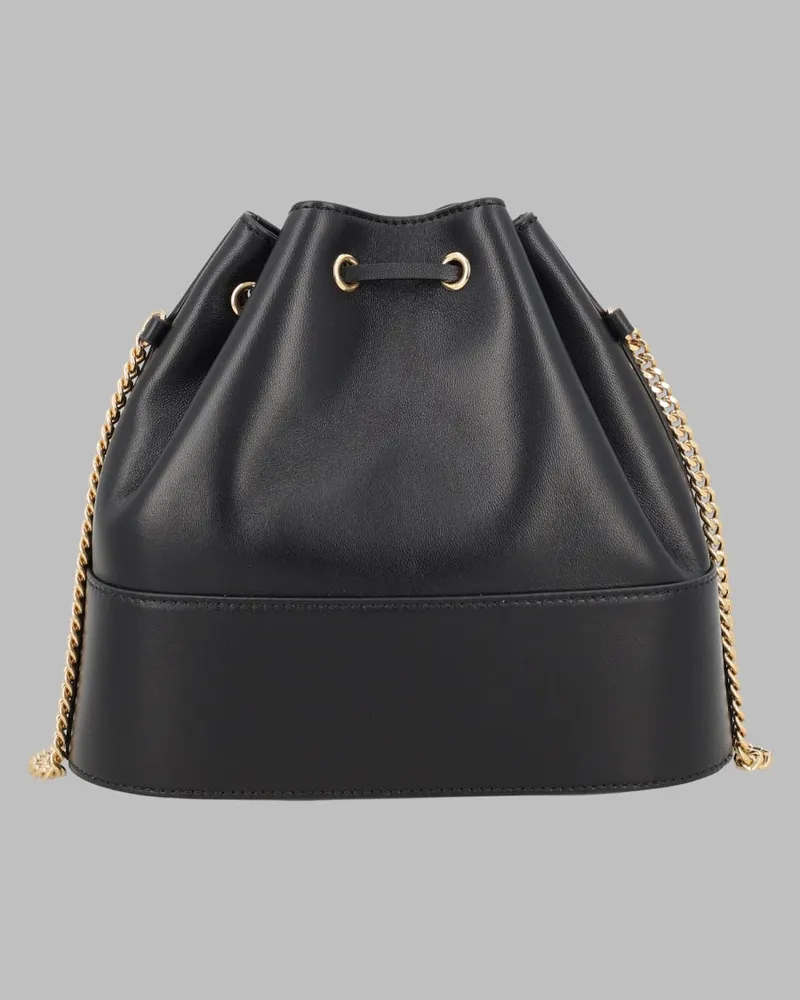 Valentino Garavani Women's Mini Bucket Bag Vlogo Signature Black Leather Lambskin Shoulder Black